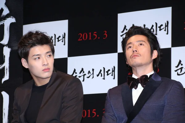 Los Actores Surcoreanos Jang Hyuk Derecha Kang Neul Asisten Una —  Fotos de Stock