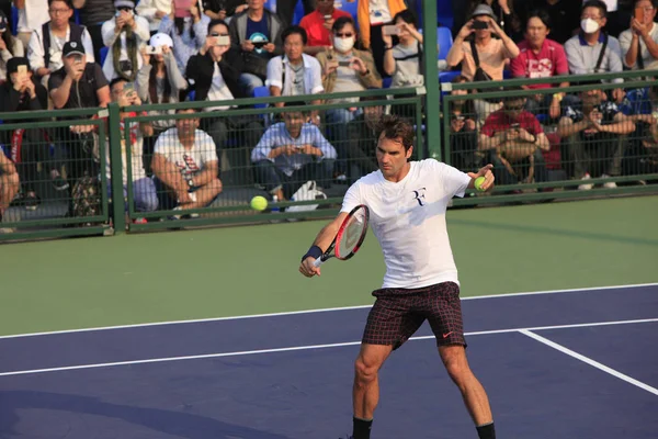 Roger Federer Suiza Participa Una Sesión Entrenamiento Para Torneo Tenis —  Fotos de Stock