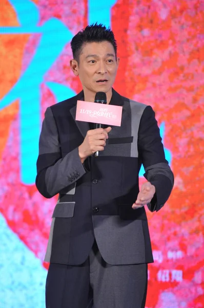 Cantor Ator Hong Kong Andy Lau Fala Durante Uma Estreia — Fotografia de Stock