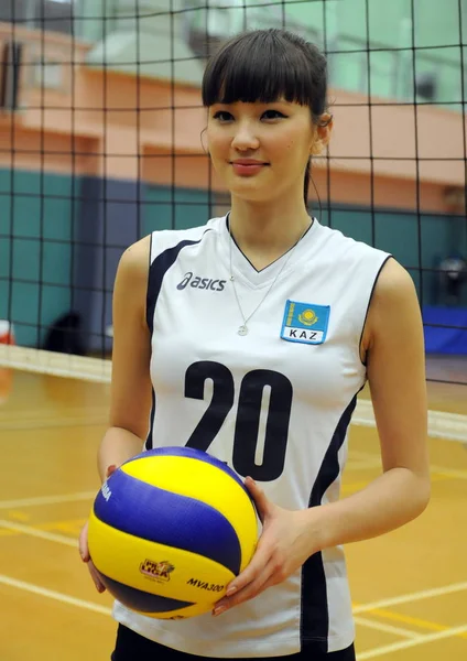 Sabina Altynbekova Del Equipo Nacional Voleibol Femenino Kazajstán Participa Evento — Foto de Stock