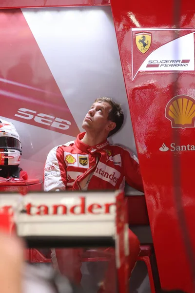 Sebastian Vettel Pilote Allemand Ferrari Est Photographié Lors Une Séance — Photo