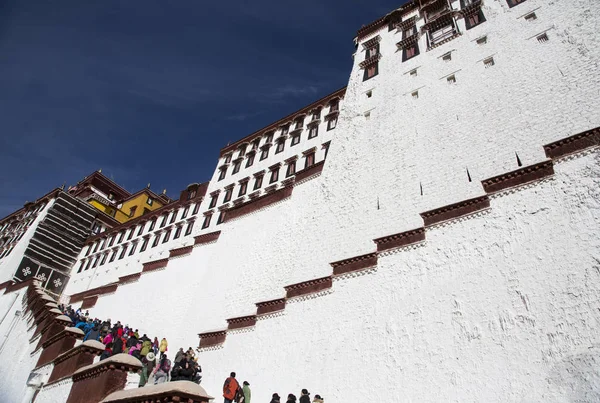 Över Potala Palatset Lhasa Sydvästra Kinas Autonoma Region Tibet Februari — Stockfoto