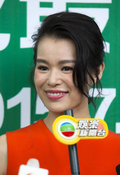 Skådespelerska Från Hong Kong Myolie Intervjuas Medkänsla Ambassadör Chimelong Safari — Stockfoto