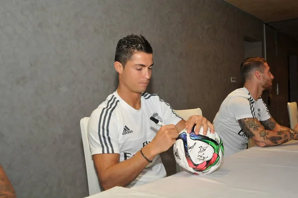 Cristiano Ronaldo Del Real Madrid Firma Autografo Occasione Evento Firma — Foto Stock