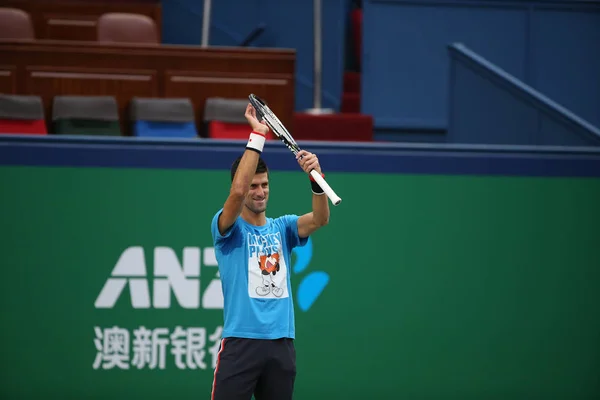 Novak Djokovic Sırbistan Bir Eğitim Oturumu Için 2015 Shanghai Rolex — Stok fotoğraf