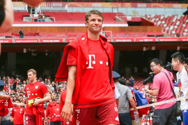 Thomas Muller Dari Bayern Munich Tiba Pada Sesi Latihan Untuk — Stok Foto