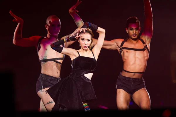 Taiwanees Zangeres Jolin Tsai Centreren Presteert Nanjing Concert Tijdens Haar — Stockfoto