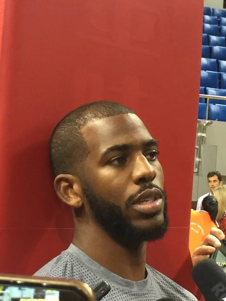 Nba Kosárlabda Játékos Chris Paul Los Angeles Clippers Interjút Shenzhen — Stock Fotó