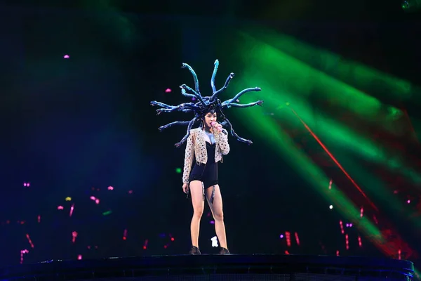 Cantante Taiwanesa Jolin Tsai Actúa Concierto Shanghái Durante Gira Mundial — Foto de Stock