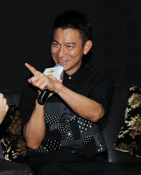 Hong Kong Acteur Andy Lau Glimlacht Tijdens Een Persconferentie Voor — Stockfoto