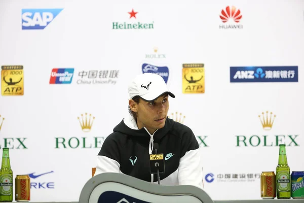 Rafael Nadal España Asiste Una Conferencia Prensa Después Derrotar Ivo — Foto de Stock