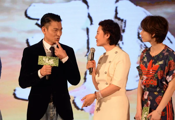 Attore Hong Kong Andy Lau Sinistra Partecipa Una Conferenza Stampa — Foto Stock