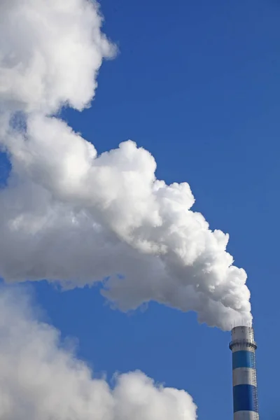 Smoke Discharged Chimney Coal Fired Power Plant Jilin City Northeast — Stock Photo, Image