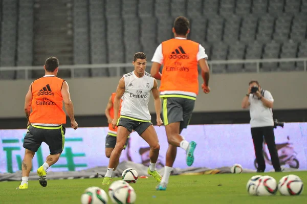 Cristiano Ronaldo Centre Coéquipiers Real Madrid Participent Une Séance Entraînement — Photo