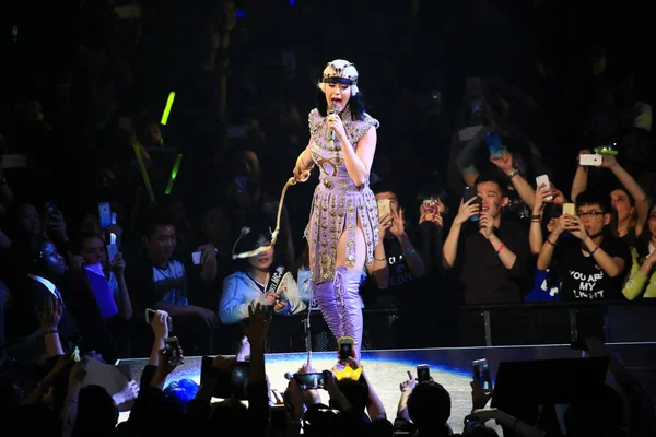 Cantante Estadounidense Katy Perry Actúa Concierto Shanghái Prismatic World Tour — Foto de Stock