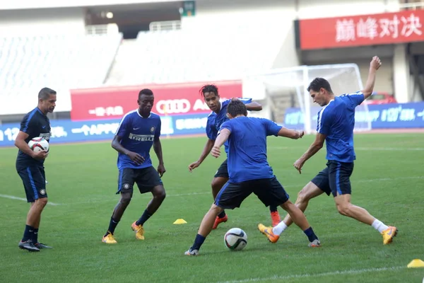 Des Membres Inter Milan Participent Une Séance Entraînement Pour Match — Photo