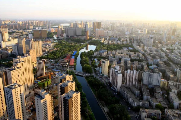 Vista Geral Edifícios Arranha Céus Edifícios Residenciais Cidade Shenyang Nordeste — Fotografia de Stock
