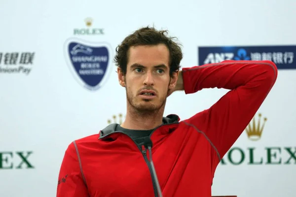 Brittisk Tennisspelare Andy Murray Sköter Presskonferens För 2015 Shanghai Rolex — Stockfoto