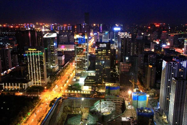 Vista Nocturna Edificios Gran Altura Edificios Residenciales Ciudad Shenyang Provincia — Foto de Stock