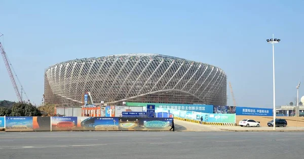 Arkiv Wuhan Optical Valley International Tennis Center Uppbyggnad Wuhan City — Stockfoto