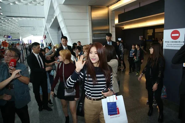 Membros Grupo Feminino Sul Coreano Aoa Chegam Aeroporto Internacional Taiwan — Fotografia de Stock