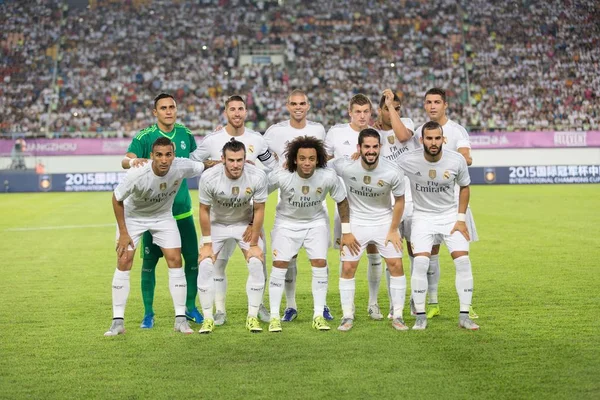 Players Starting Line Real Madrid Pose Photos Soccer Match Inter — Stock Photo, Image