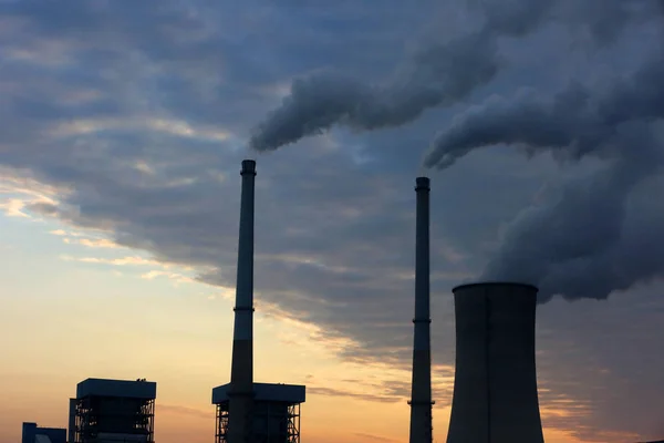 Fumée Est Évacuée Des Cheminées Une Centrale Charbon Ville Huai — Photo