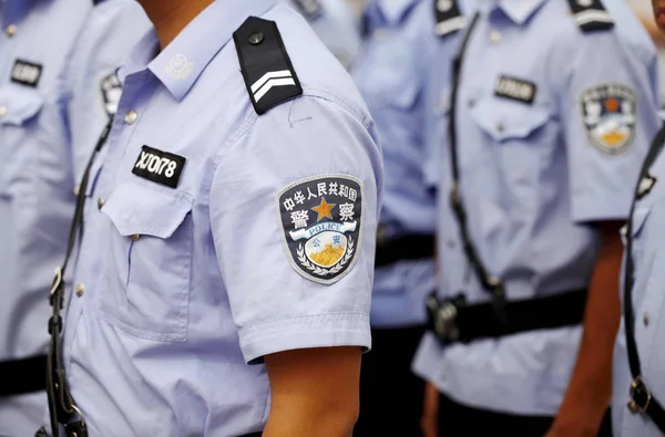 File Chinese Police Officers Duty Line Ceremony Puyang City Central — Stock Photo, Image