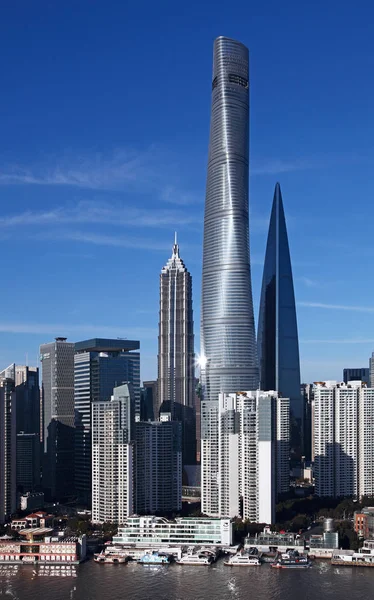 Visa Shanghai Tower Högsta Shanghai World Financial Center Näst Högsta — Stockfoto