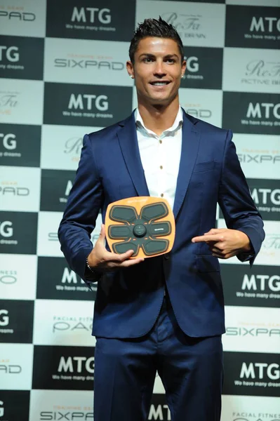 Superstar Futebol Português Cristiano Ronaldo Apresenta Durante Evento Promocional Para — Fotografia de Stock