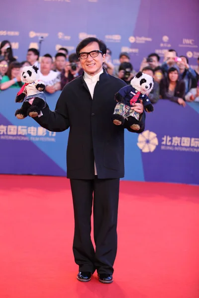 Hongkongské Kungfu Hvězda Jackie Chan Dorazí Červeném Koberci Pro Uzavření — Stock fotografie