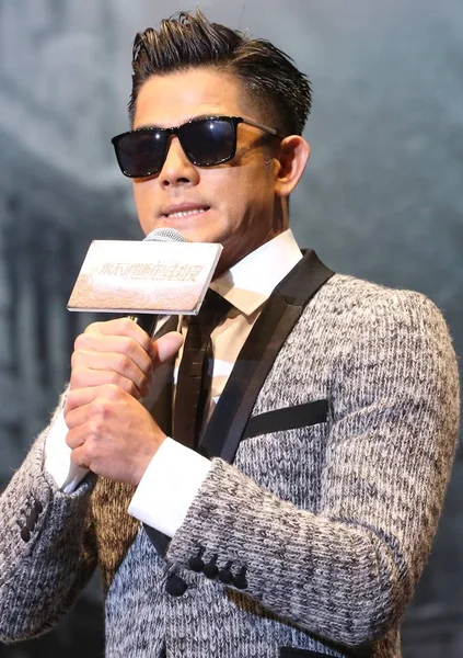 Cantor Ator Hong Kong Aaron Kwok Participa Uma Conferência Imprensa — Fotografia de Stock