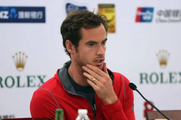 Andy Murray Brit Tenisz Játékos Részt Vesz Egy Sajtótájékoztatón 2015 — Stock Fotó