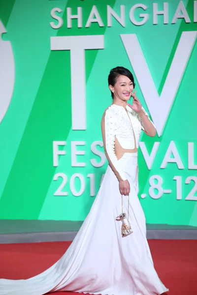 Actrice Chinoise Zhou Xun Pose Sur Tapis Rouge Pour Cérémonie — Photo