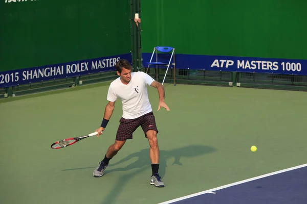 Roger Federer Van Zwitserland Neemt Deel Aan Een Training Voor — Stockfoto