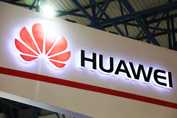 Ярмарке Пекине Можно Увидеть Вывеску Huawei Октября 2014 Года — стоковое фото