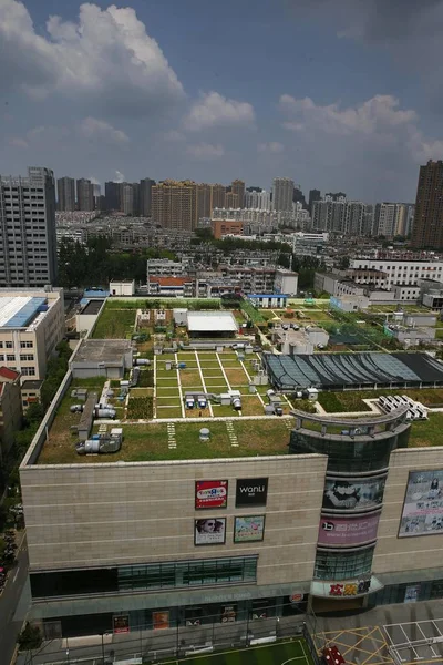 Вид Воздуха Сад Крыше Торгового Центра Городе Хэфэй Провинция Аньхой — стоковое фото