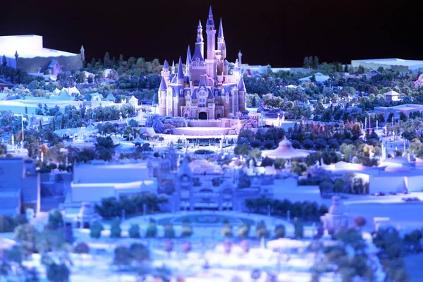 Skalenlig Modell Shanghai Disney Resort Utställda Dess Lanseringen Ceremonin Shanghai — Stockfoto