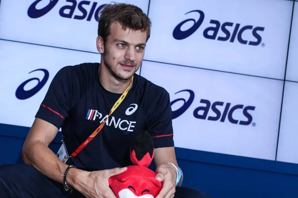 Francouzský Sprinter Christophe Lemaitre Představuje Tiskové Konferenci Japonská Značka Asics — Stock fotografie