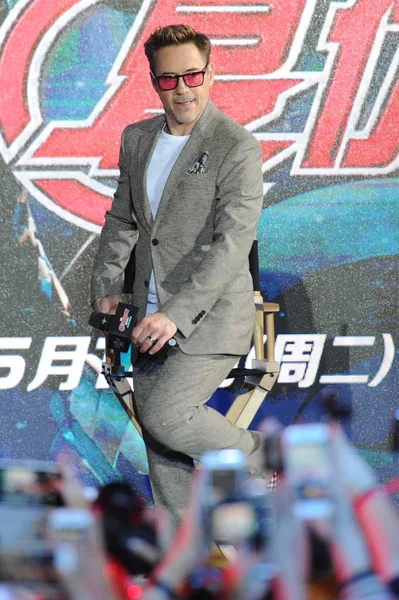 俳優ロバート ダウニー 2015 日彼の映画 アベンジャーズ 年齢の Ultron 中国北京での記者会見でポーズ — ストック写真