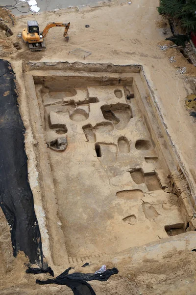 Вид Висоти Стародавніх Гробниць Династії Шан 1600 1046 Біля Провінційного — стокове фото