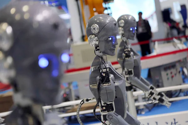 Roboti Vyrábí Shaanxi Jiuli Robot Manufacturing Ltd Jsou Vystaveny Během — Stock fotografie