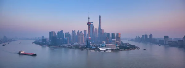Blick Auf Puxi Den Fluss Huangpu Und Das Finanzviertel Lujiazui — Stockfoto