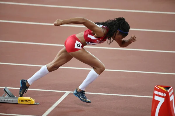 Allyson Felix Usa Tävlar Damernas 400M Finalen Peking 2015 Iaaf — Stockfoto