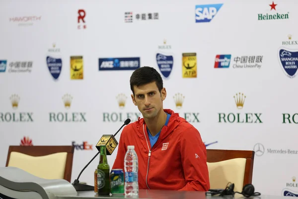 Novak Djokovic Serbie Assiste Une Conférence Presse Pour Tournoi Tennis — Photo