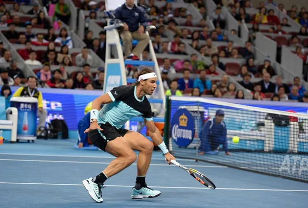 Rafael Nadal Spanien Återgår Ett Skott Till Novak Djokovic Serbien — Stockfoto