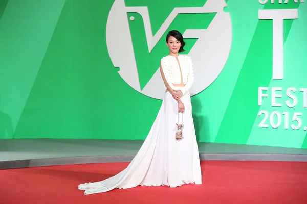 Actriz China Zhou Xun Posa Alfombra Roja Para Ceremonia Clausura — Foto de Stock