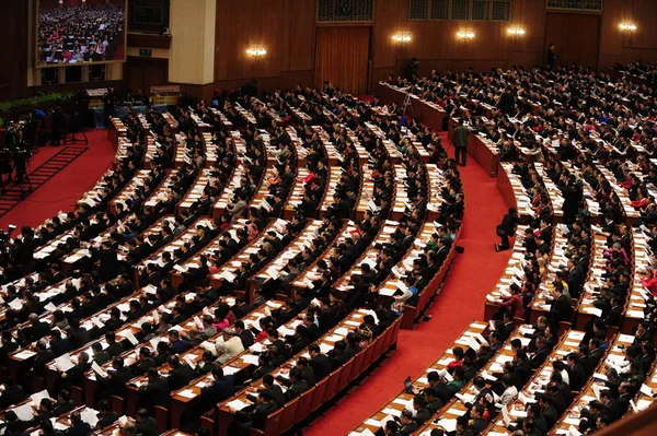 Deputados Chineses Comparecem Segunda Reunião Plenária Terceira Sessão Xii Npc — Fotografia de Stock