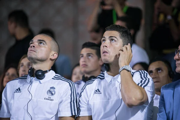 Cristiano Ronaldo Direita Pepe Real Madrid Assistir Uma Conferência Imprensa — Fotografia de Stock