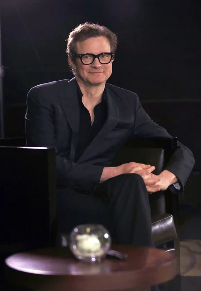 Actor Inglés Colin Firth Aparece Una Entrevista Para Promocionar Nueva — Foto de Stock